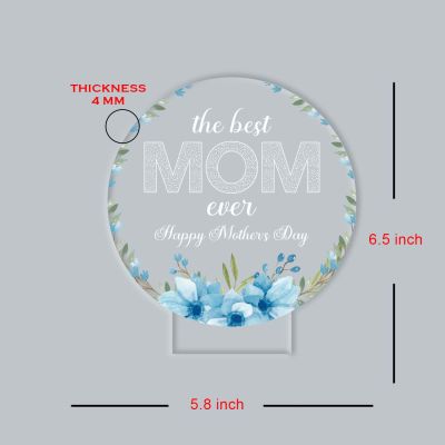 Best Mom Ever Acrylic LED Lamp with UV Print – Happy Mother’s Day Gift Night Light Warm White USB Powered
